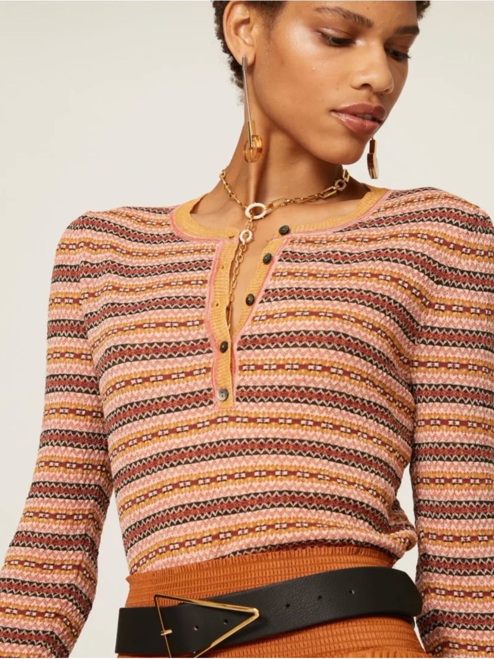 Ulla Johnson Robin Fair Isle Henley Sweater Size Small